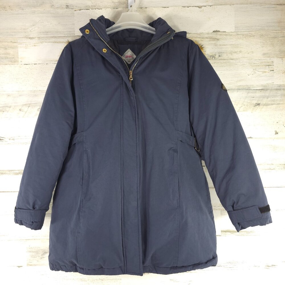 SPIRE By Galaxy Blue Puffer Coat Jacket Fur Trim Hood WOMEN'S SIZE XXXL EUC